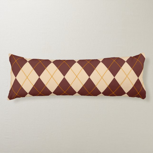 Coussins Longs Beige Brown Automne Jacquard d'automne Diamant Mot (Devant)