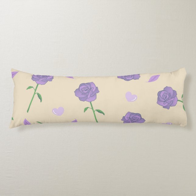 Coussins Longs Beige violet Rose Floral Boho Motif botanique (Devant)