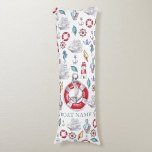 Coussins Longs Belle aquarelle bateau nautique Personnalisé