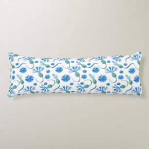 Coussins Longs Belle Aquarelle Bleu cornfleurs
