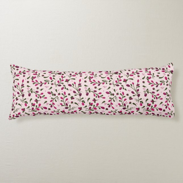 Coussins Longs Belle Branches de Petite Baies Roses (Devant)