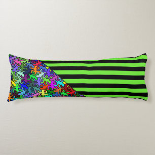 Coussins Longs BG Stripes Motif wride noir + geckos mosaïque