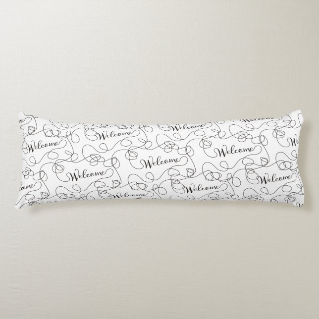 Coussins Longs BIENVENUE noir sans couture motif avec LIGNES (Devant)