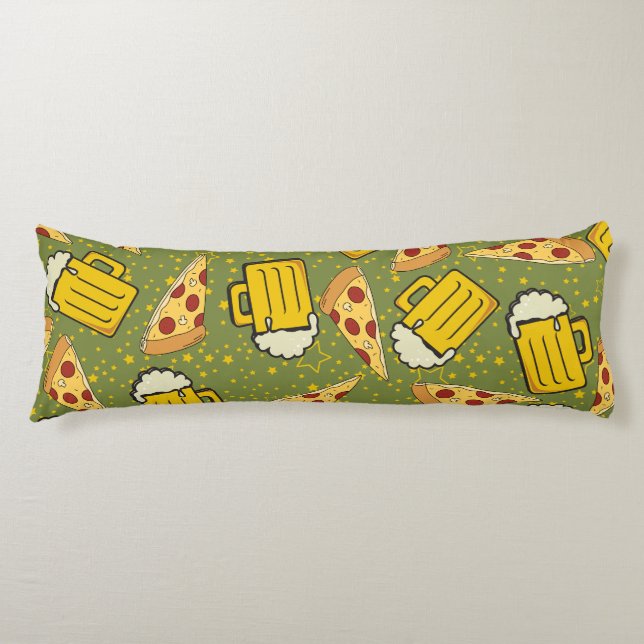 Coussins Longs Bière et Motif de pizza (Devant)
