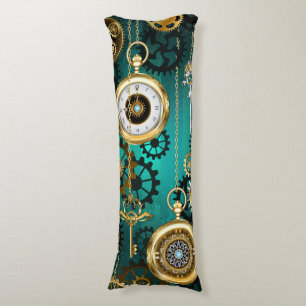 Coussins Longs Bijou Steampunk Montre sur un Fond Vert