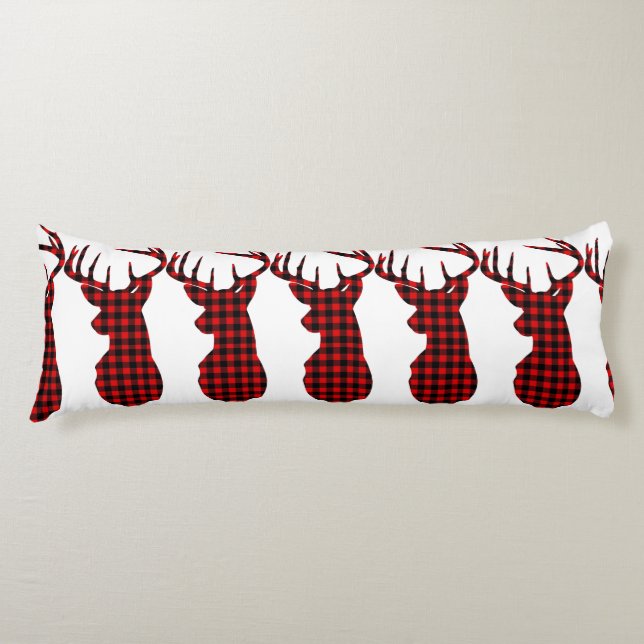 Coussins Longs bison rouge cabine du pays plaid noël cerf (Devant)