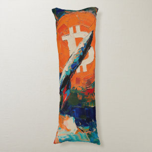 Coussins Longs "Bitcoin Moon" Peinture à l'huile #3