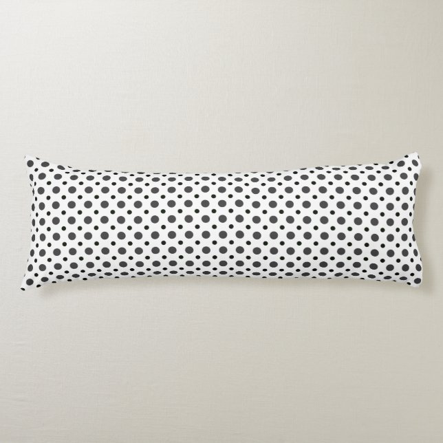 Coussins Longs Blanc avec des pois gris et noirs (Devant)