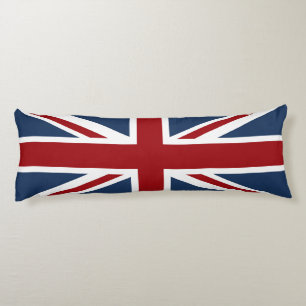 Coussins Longs Blanc de drapeau d'Union Jack et bleu rouges