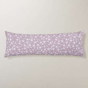 Coussins Longs Blanc sur Mauve   Motif d'étoiles d'impression Lin