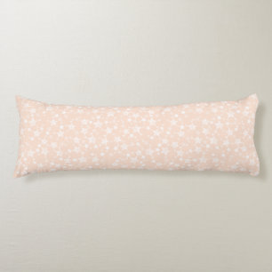 Coussins Longs Blanc sur Pêche/Apricot Motif d'étoiles d'impres