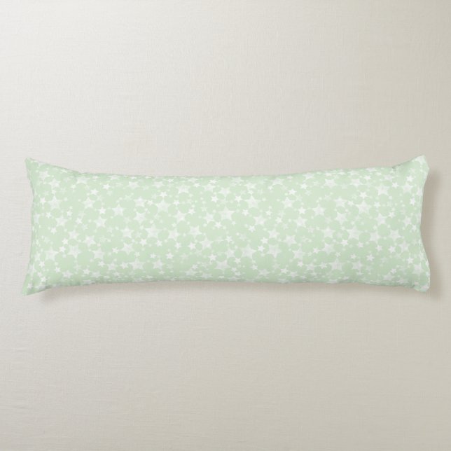 Coussins Longs Blanc sur vert menthe | Motif d'étoiles d'impressi (Devant)