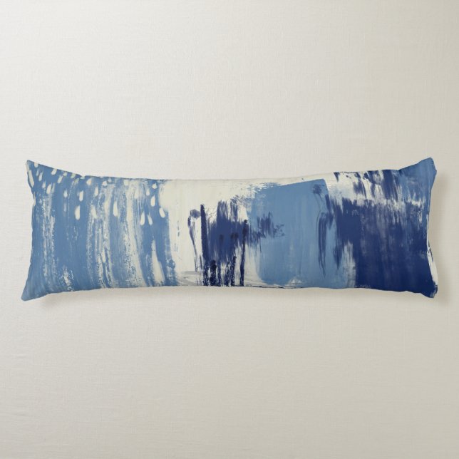 Coussins Longs Bleu Abstrait et ivoire (Devant)
