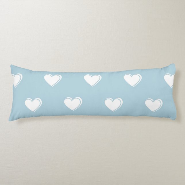 Coussins Longs Bleu blanc mignon simple Motif de coeur (Devant)