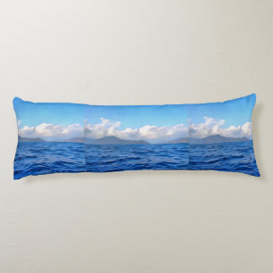 Coussins Longs Bleu Egéen Marmaris Turquoise Côte Peinture