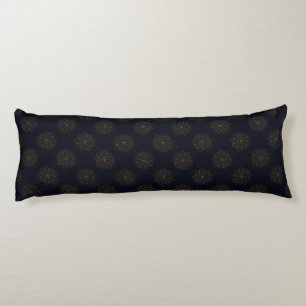 Coussins Longs Bleu et or élégant modèle floral