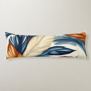 Coussins Longs Bleu Nuit & Orange Rouille Plume Botanique