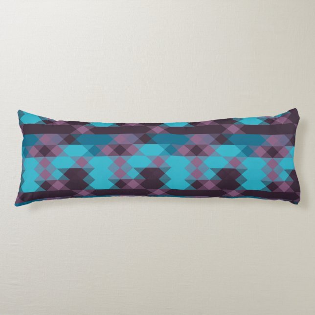 Coussins Longs bleu paon, violet, bleu topaze et tonnerre (Devant)