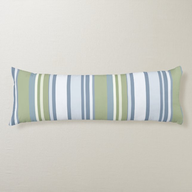 Coussins Longs Bleu pastel foncé et rayures de pluie printanière (Devant)
