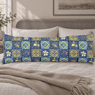 Coussins Longs Bleu sarcelle méditerranéen sicilien chic Citrus