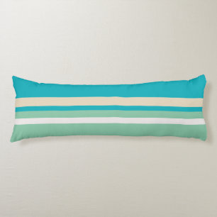 Coussins Longs Bleu sarcelle, vert et rayures turquoise