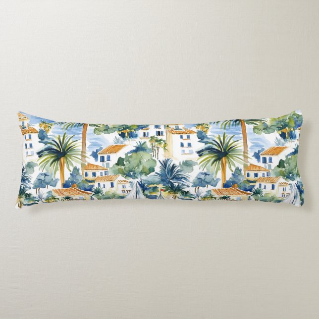 Coussins Longs Bleu Tropical Méditerranée (Devant)