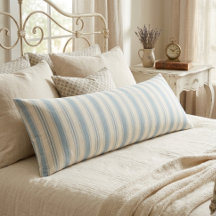 Bleu vintage et rayures crème, style campagne fran