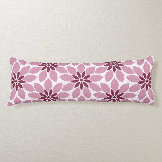 Coussins Longs Bloc Imprimer Carrelage Fleurs rose rouge (Devant)