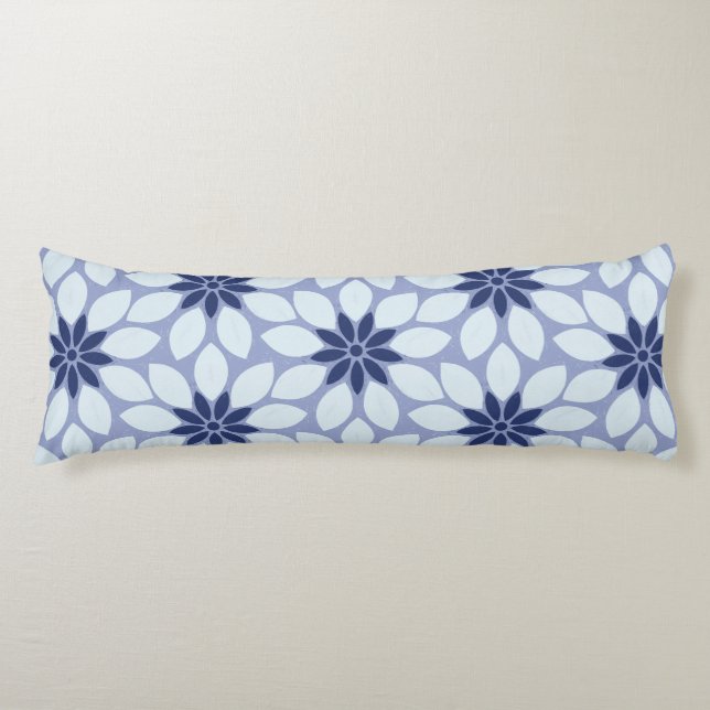 Coussins Longs Blocage Imprimer Carrelage Fleurs bleues (Devant)
