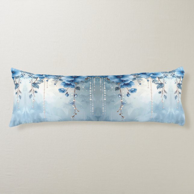 Coussins Longs Blue Flowers and Pearls Body Pillow (Devant)