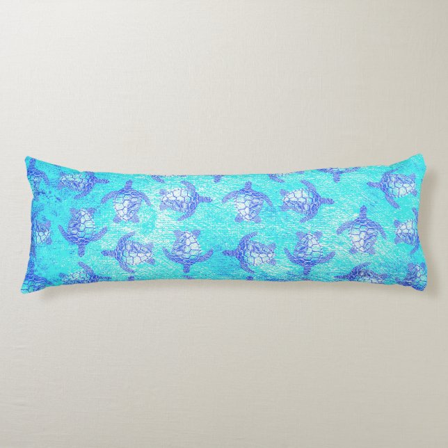Coussins Longs Blue Sea Turtle Print (Devant)