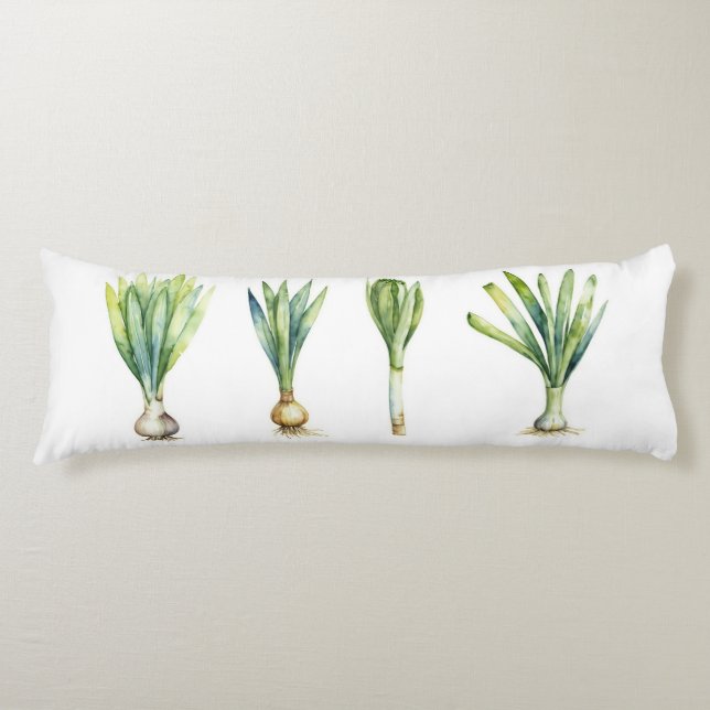 Coussins Longs Body Pillow with Spring Onion Illustration (Devant)