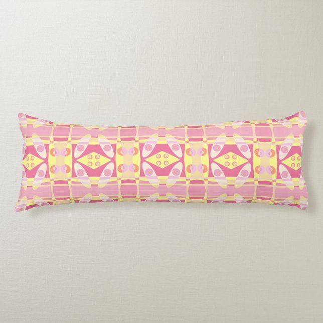 Coussins Longs Bohème Chintz 24 Bubblegum rose jaune orange (Devant)