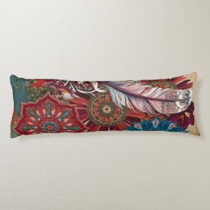 Coussins Longs Bohème Mandala Rêveur aux Plumes