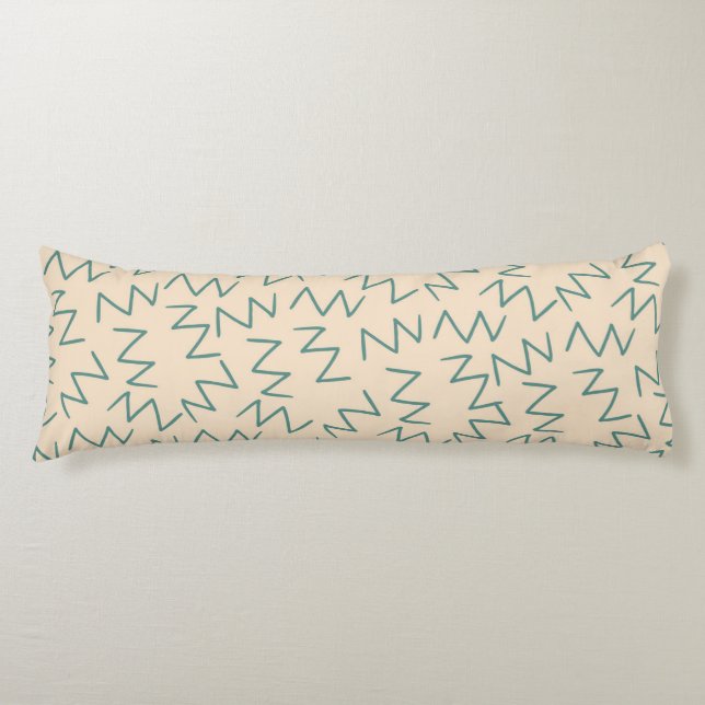 Coussins Longs Boho Blue Cream Zig Zag élégant (Devant)