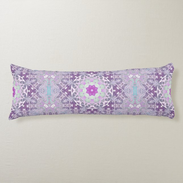 Coussins Longs Boho chic bohème lilas violet mandala (Devant)