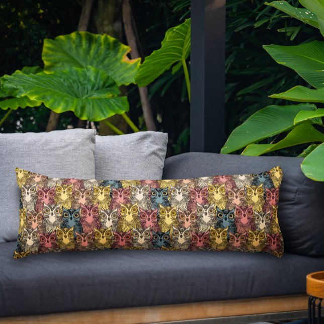 Coussins Longs Boho coloré Boodland Owl Motif (Owl Pattern Body Pillow)