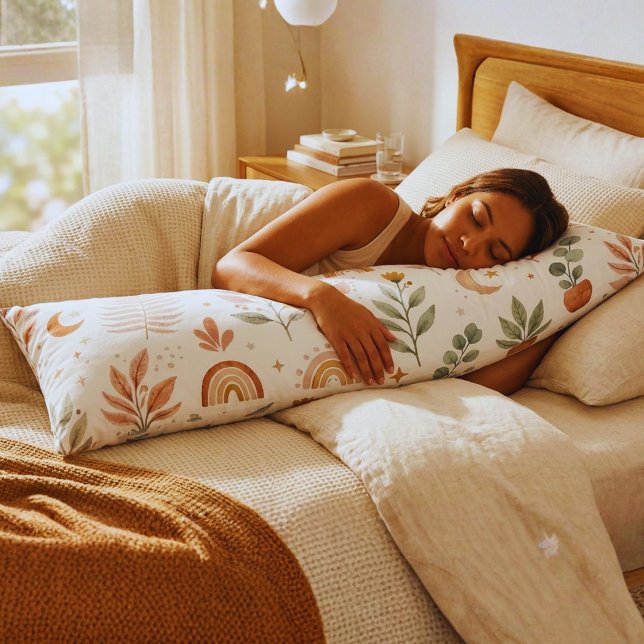 Coussins Longs Boho Rainbow Désert Succulent et Tournesol (Boho Floral Maternity Body Pillow | Soft Pregnancy & Side Sleeper Cushion)