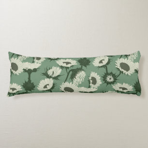 Coussins Longs Bois Imprimer Tournesol blanc