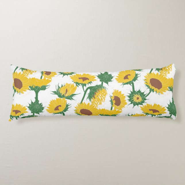 Coussins Longs Bois Imprimer Tournesol jaune (Devant)
