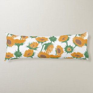 Coussins Longs Bois Imprimer tournesol orange