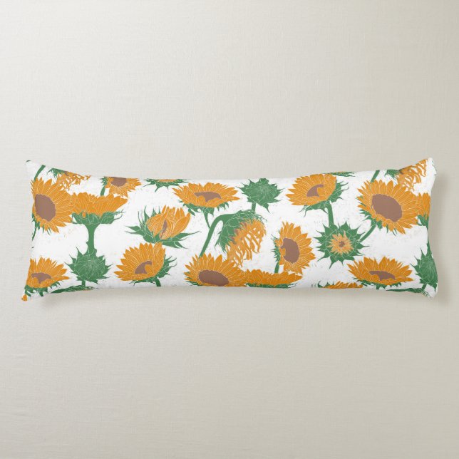 Coussins Longs Bois Imprimer tournesol orange (Devant)