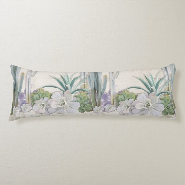 Coussins Longs Bois succulent de Shiplap de cactus du sud-ouest (Devant)