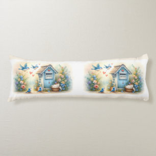 Coussins Longs Boîte aux lettres Bleue de Lettres d'Amour Cottage