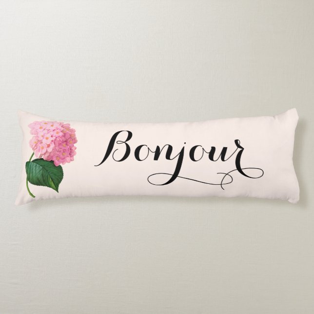 Coussins Longs Bonjour Bonne Nuit Pink Hydrangea Body Oreiller (Devant)