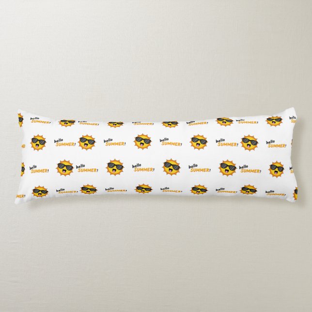 Coussins Longs Bonjour Summer Sun avec lunettes de soleil (Devant)