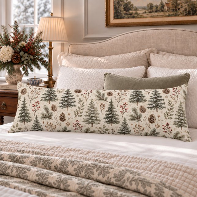 Coussins Longs Botanique forestière hivernale rustique (Créateur téléchargé)