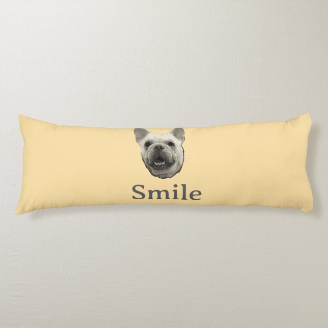Coussins Longs Bouledogue Français Beige Sourire (Devant)