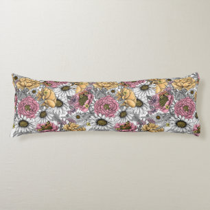 Coussins Longs Bouquet de fleurs - roses, pivoines, marguerites e
