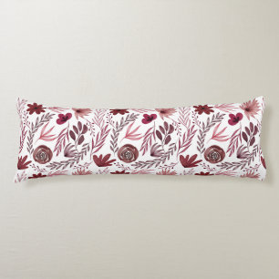 Coussins Longs Bourgogne Rouge Floral Folial Feuilles